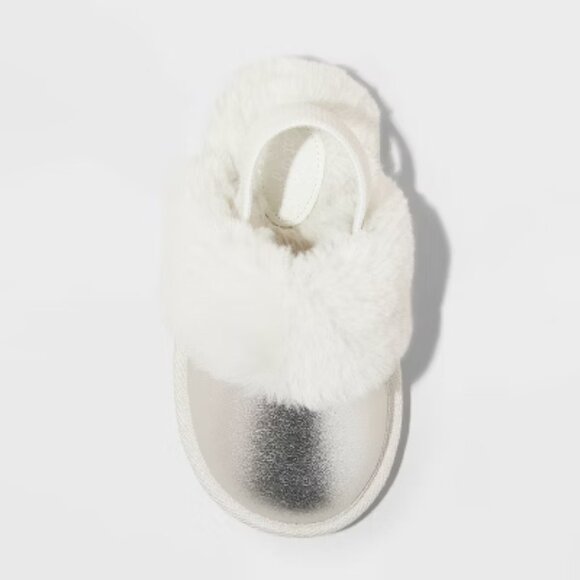 NEW Cat & Jack™ Silver Toddler Lila Metallic Scuff Slippers - Picture 2 of 12